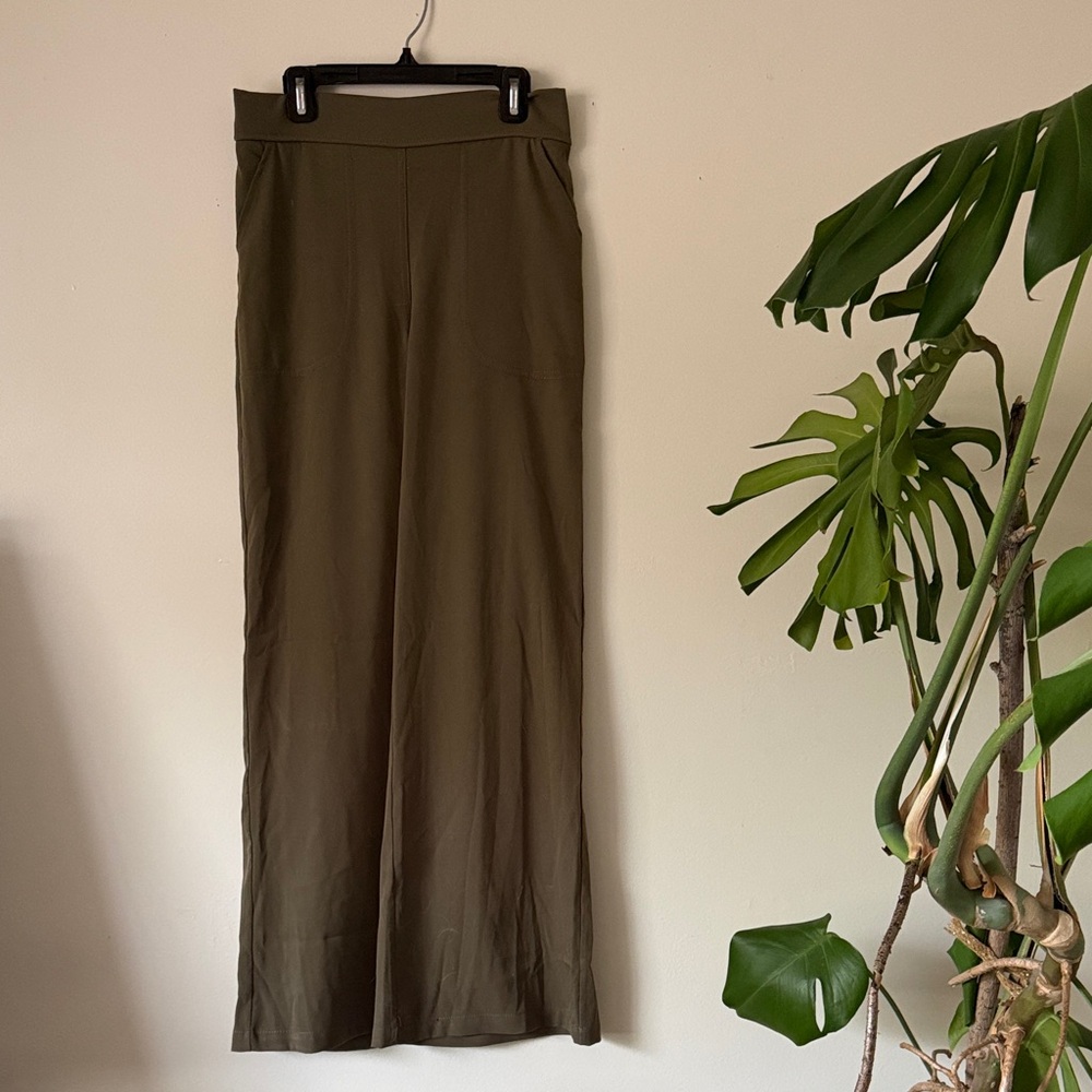 High-Waist Olive Green Wide Leg Pant